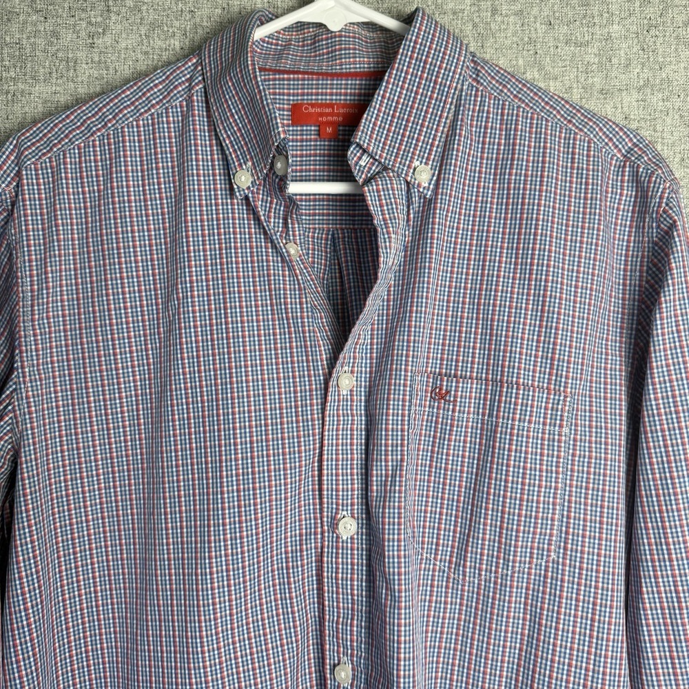 CHRISTIAN LACROIX Homme Blue‎ Red Striped Cotton Button Down Shirt MEDIUM